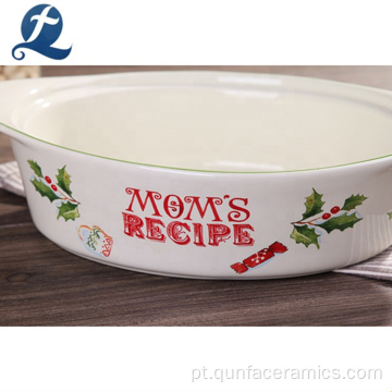 Bakeware de cerâmica de cozinha de cozinha de Natal com alça